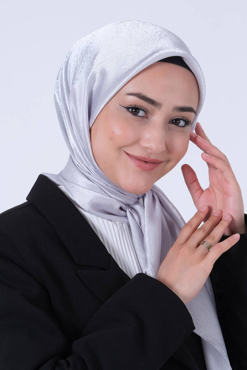 Açık Gümüş Janjan Eşarp 