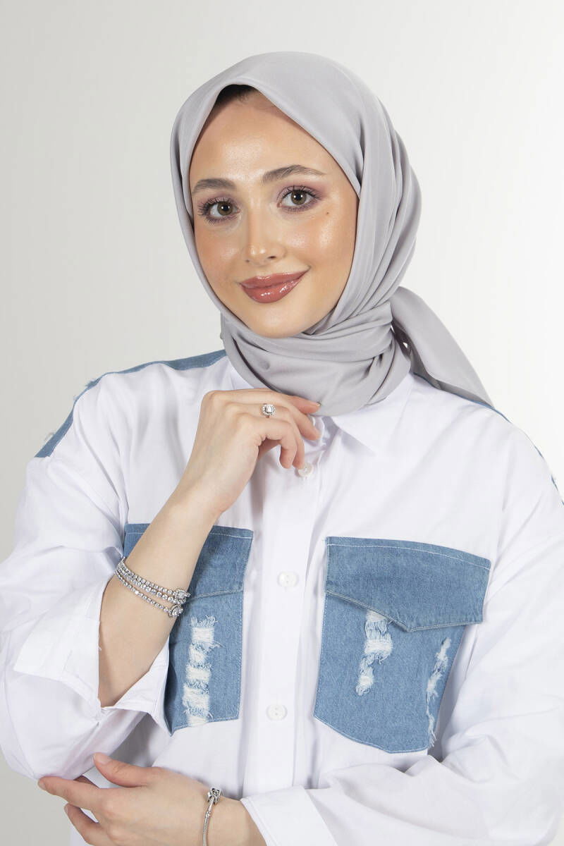 Gümüş Twill Eşarp - harem