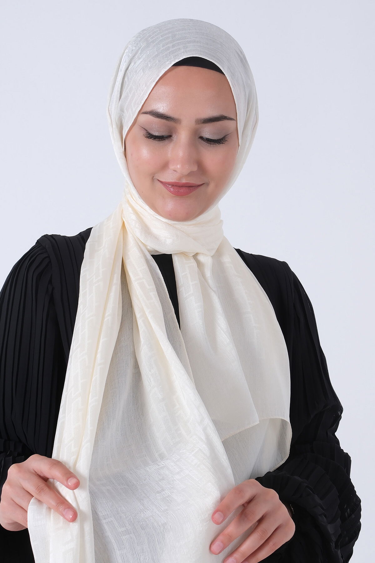 İnci Krem Nisa Jakar Şal - 1