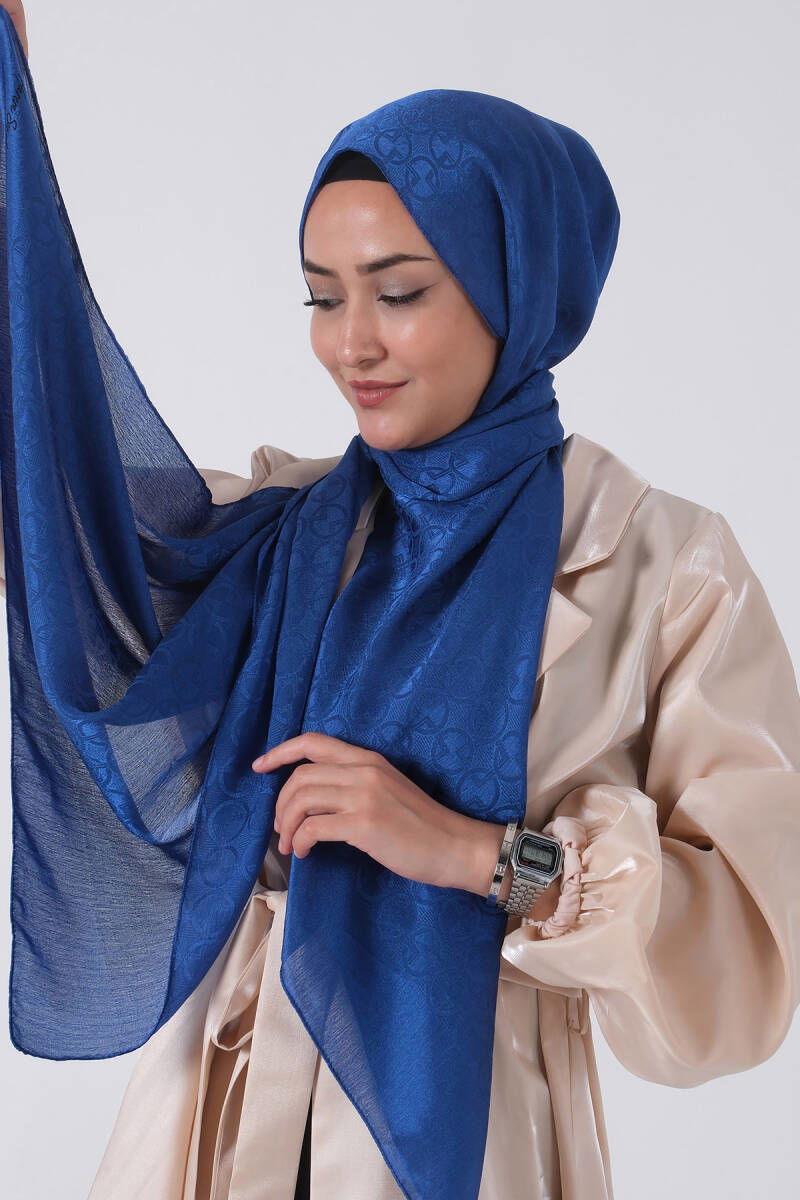 İndigo Beyza Jakar Şal 