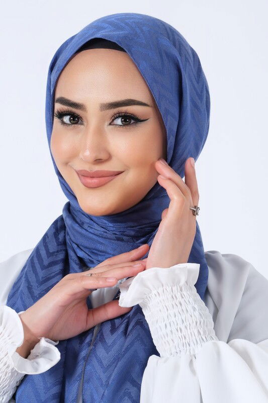 İndigo Lino Jakar Şal - 11