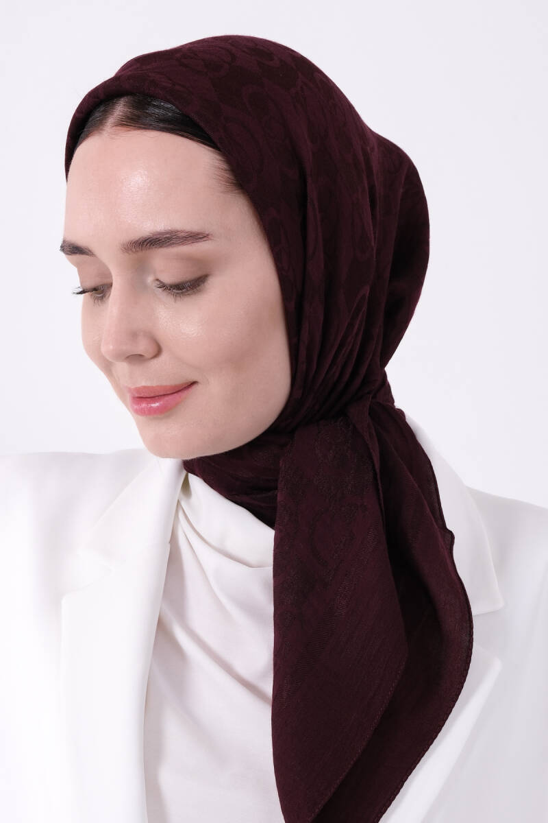 Koyu Bordo Pırlanta Orin Eşarp - harem