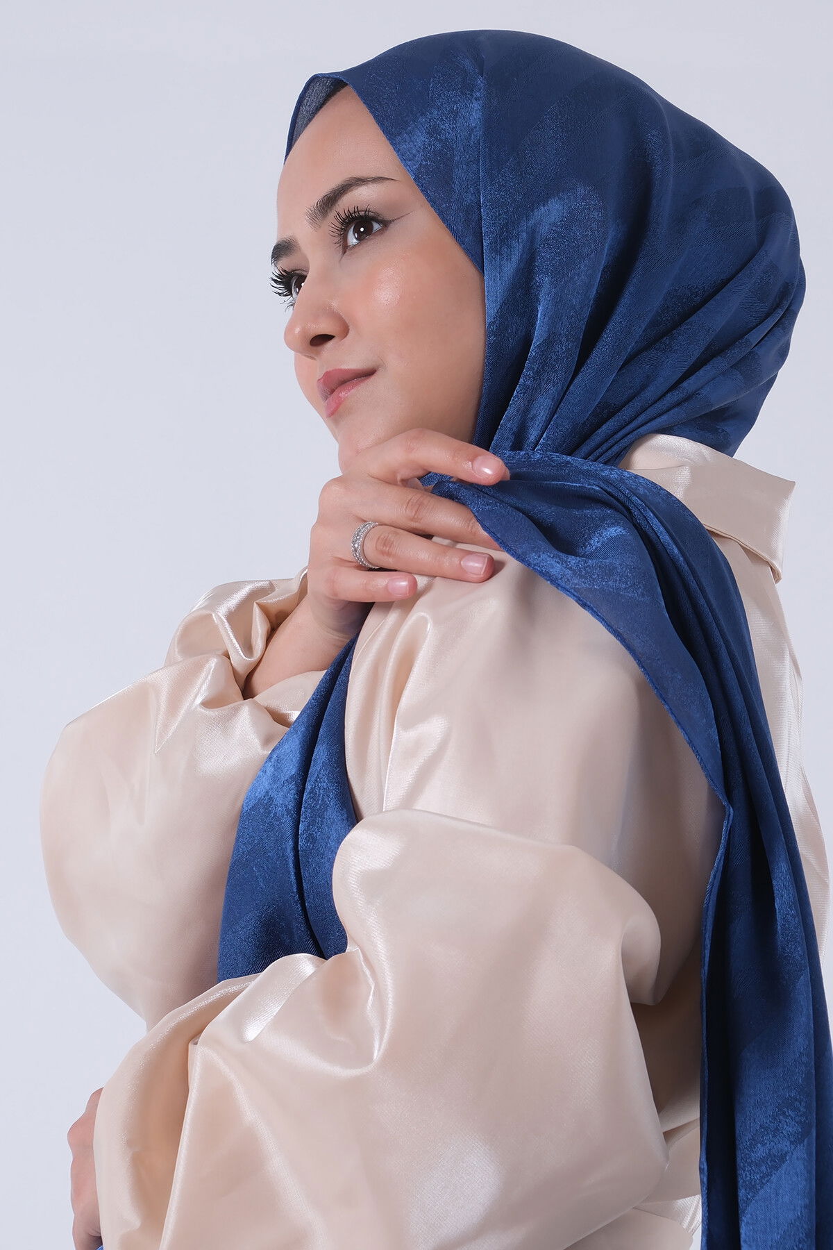 Koyu İndigo Ahsen Jakar Şal - 1