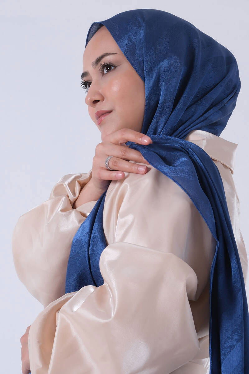 Koyu İndigo Ahsen Jakar Şal - harem