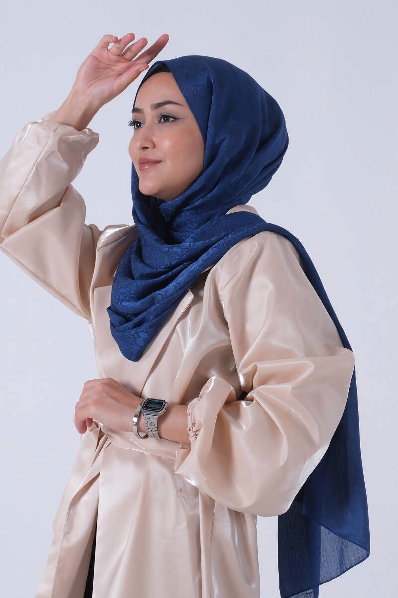 Koyu İndigo Beyza Jakar Şal - harem