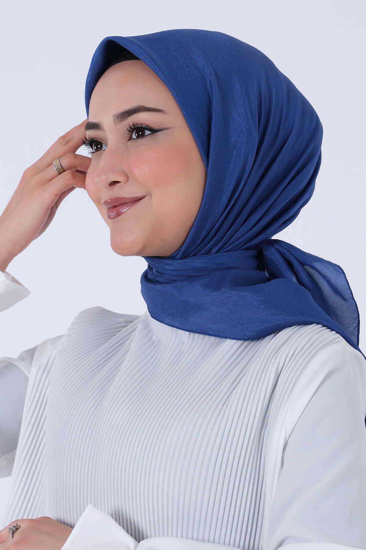 Koyu İndigo Brisa Vual Eşarp - 3