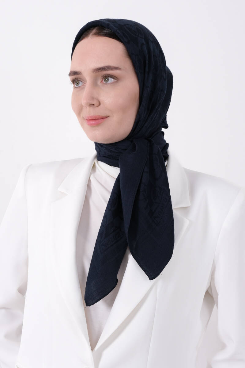 Koyu Lacivert Pırlanta Orin Eşarp - harem