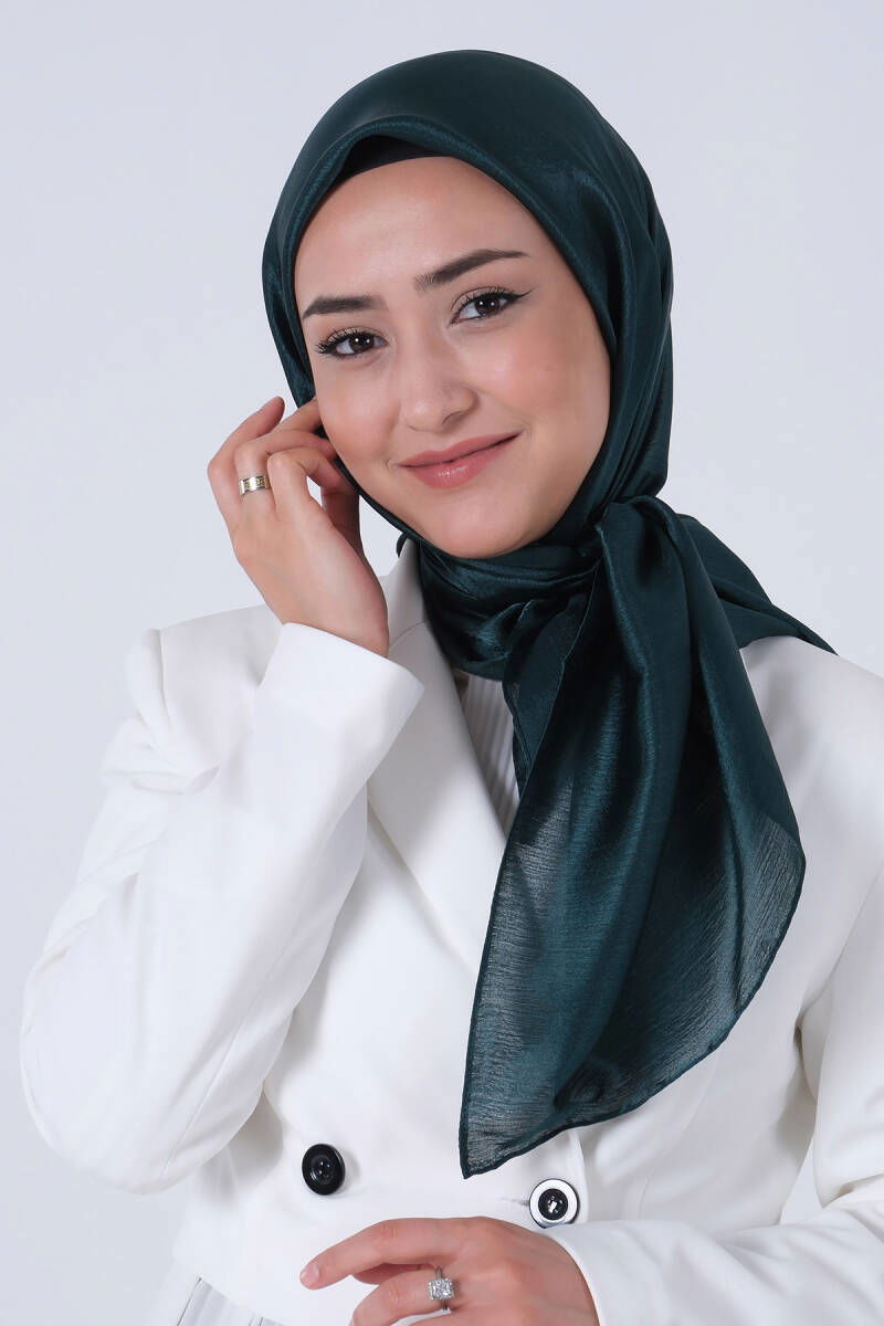 Koyu Zümrüt Janjan Eşarp 