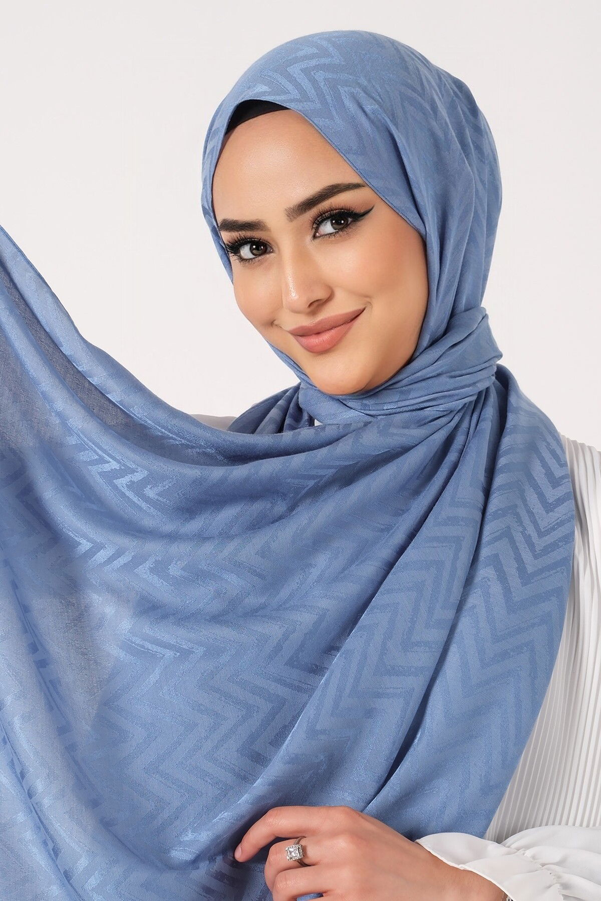 Mavi Lino Jakar Şal - 5