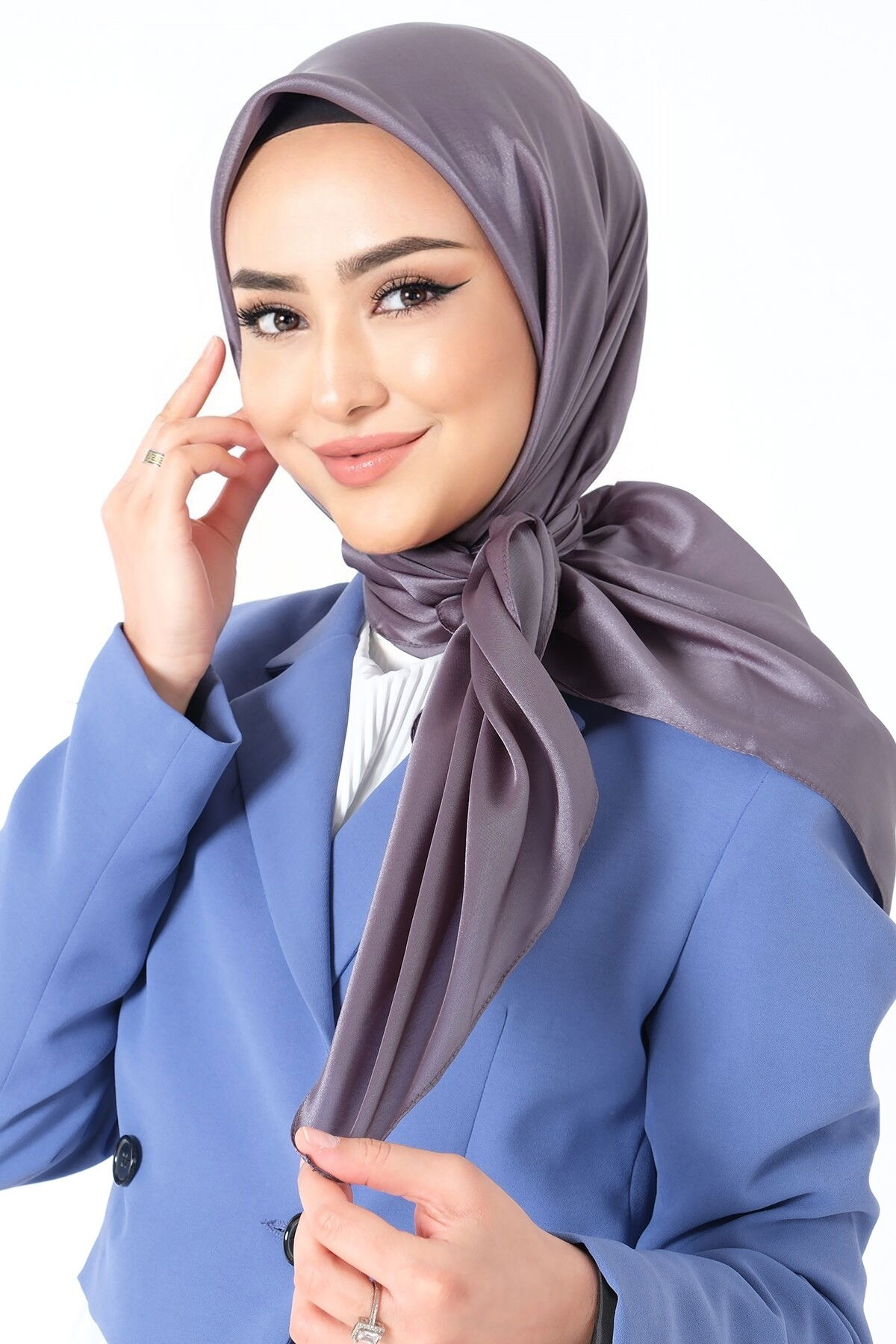 V-18 Kristal Saten Eşarp - 5