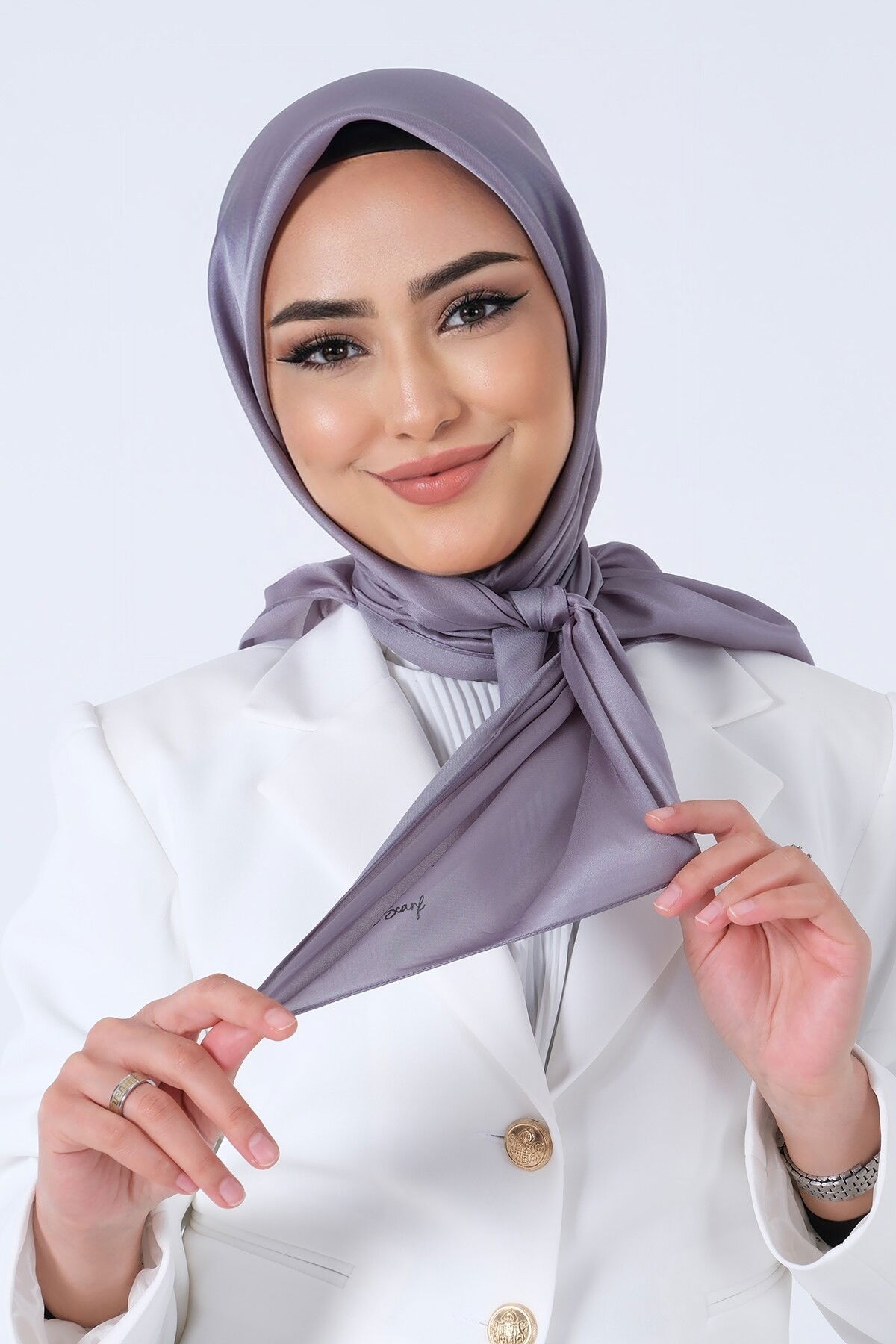 V-21 Kristal Saten Eşarp - 5