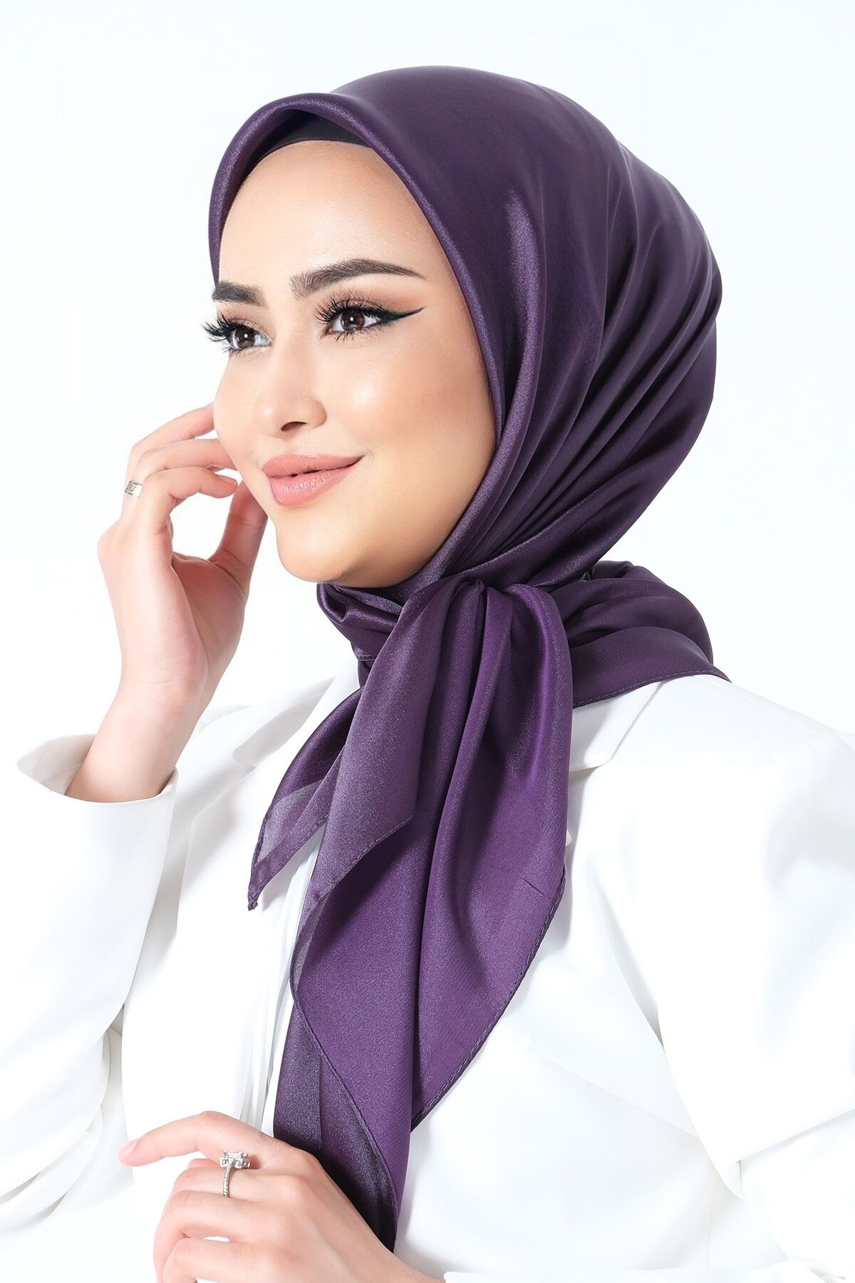 V-26 Kristal Saten Eşarp - 4