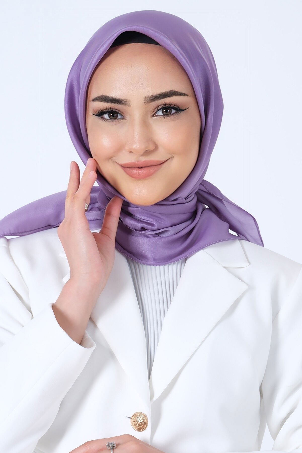 V-30 Kristal Saten Eşarp - 4