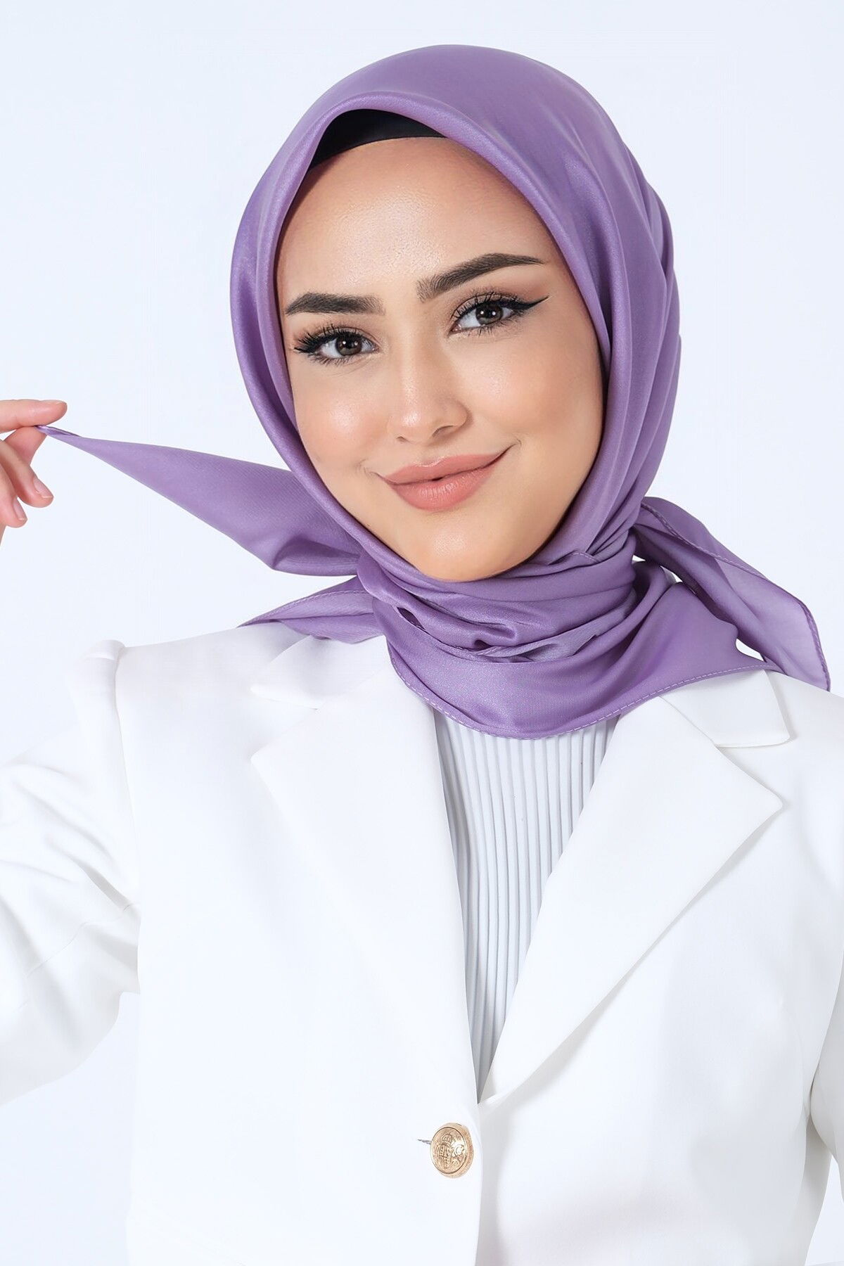 V-30 Kristal Saten Eşarp - 5