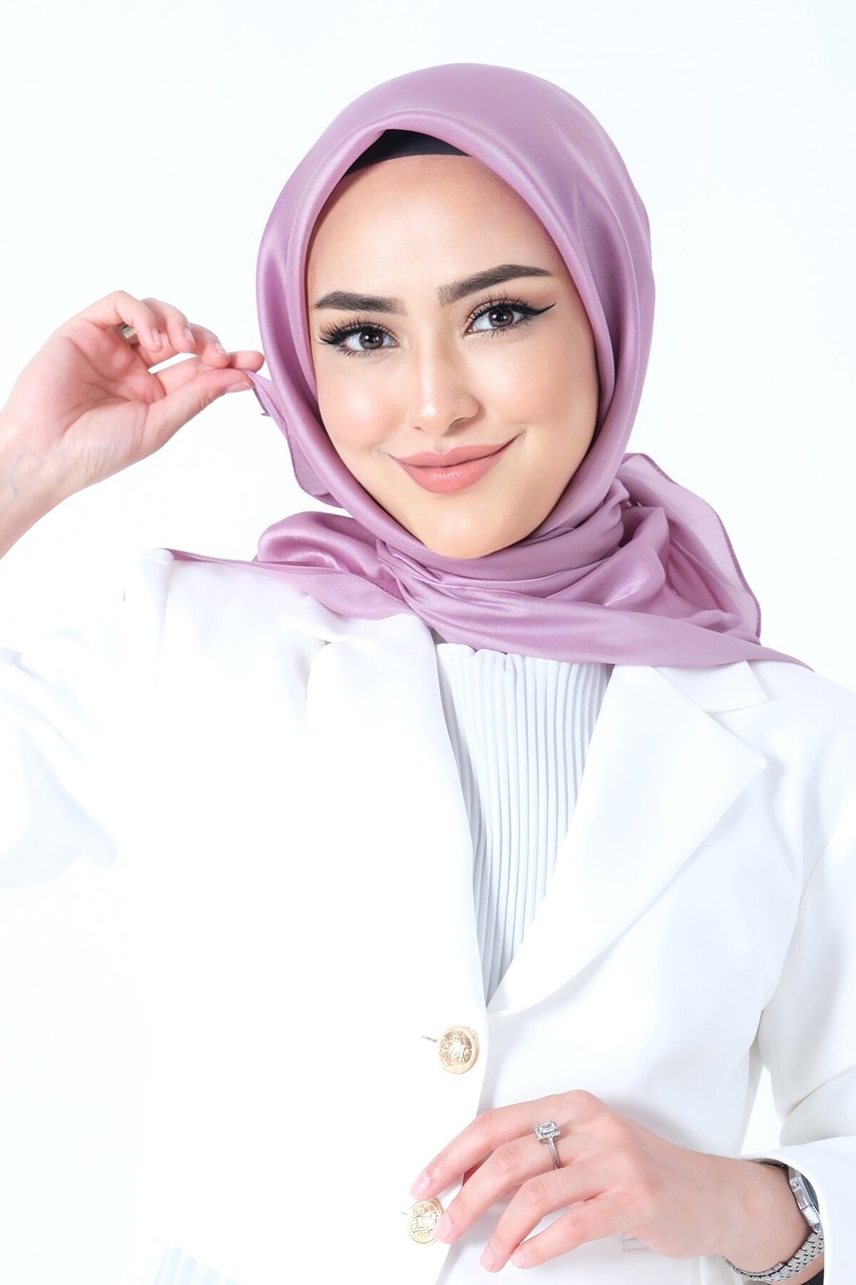 V-31 Kristal Saten Eşarp - 5