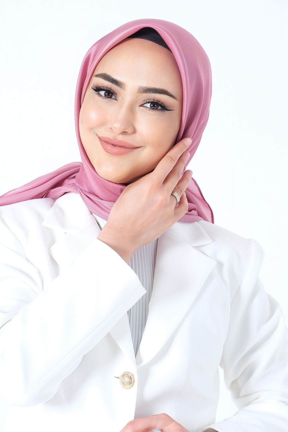 V-32 Kristal Saten Eşarp - 5