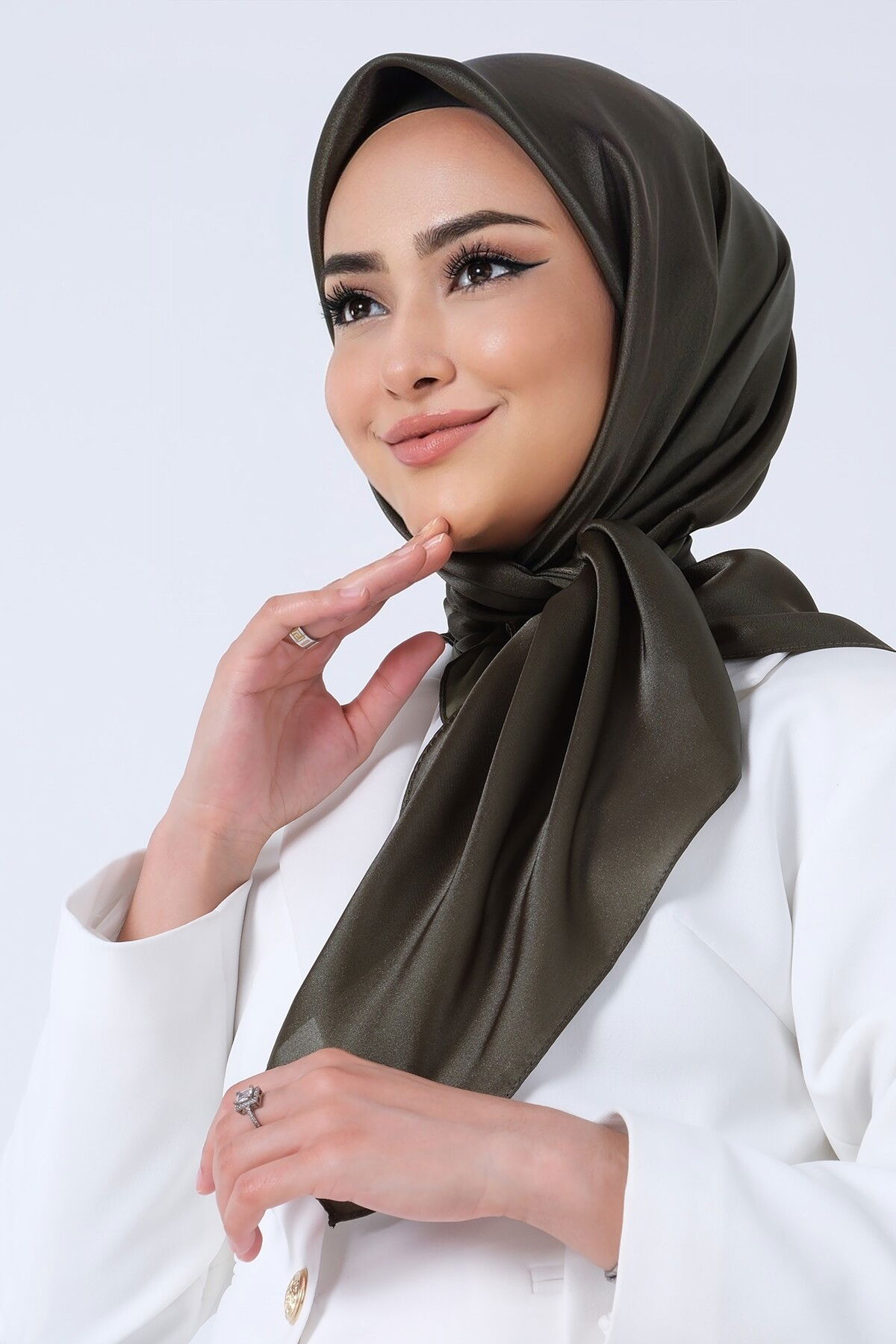 V-45 Kristal Saten Eşarp - 4