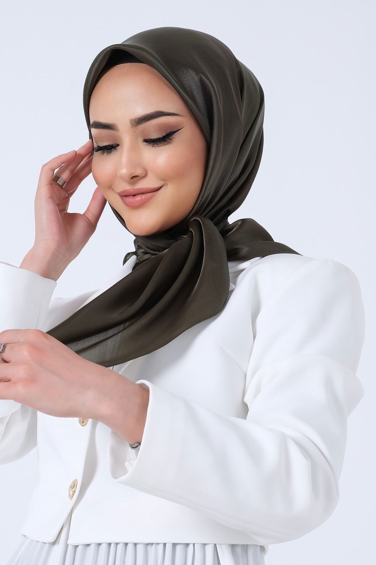 V-45 Kristal Saten Eşarp - 5