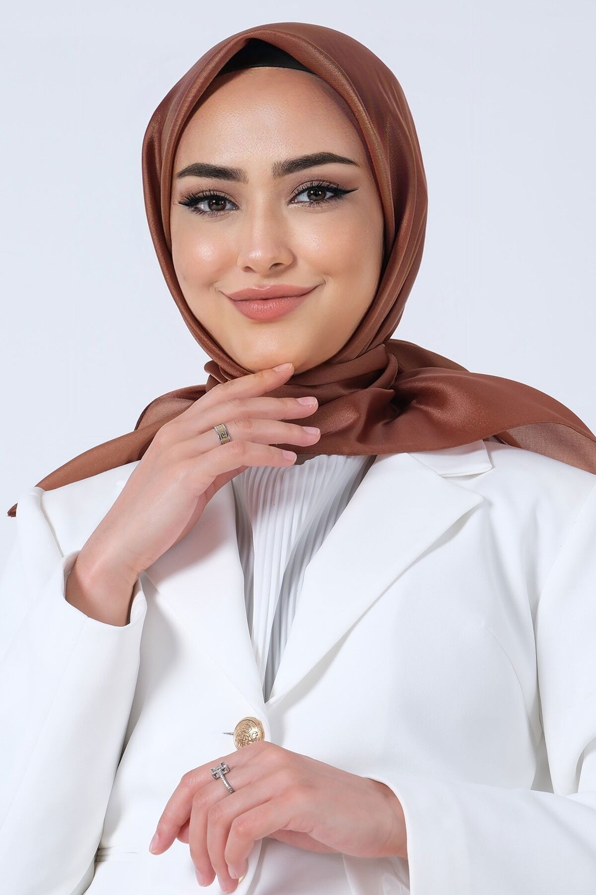 V-54 Kristal Saten Eşarp - 4