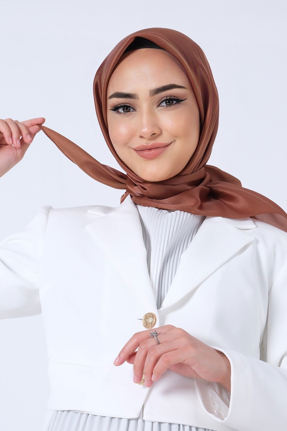 V-54 Kristal Saten Eşarp - 5