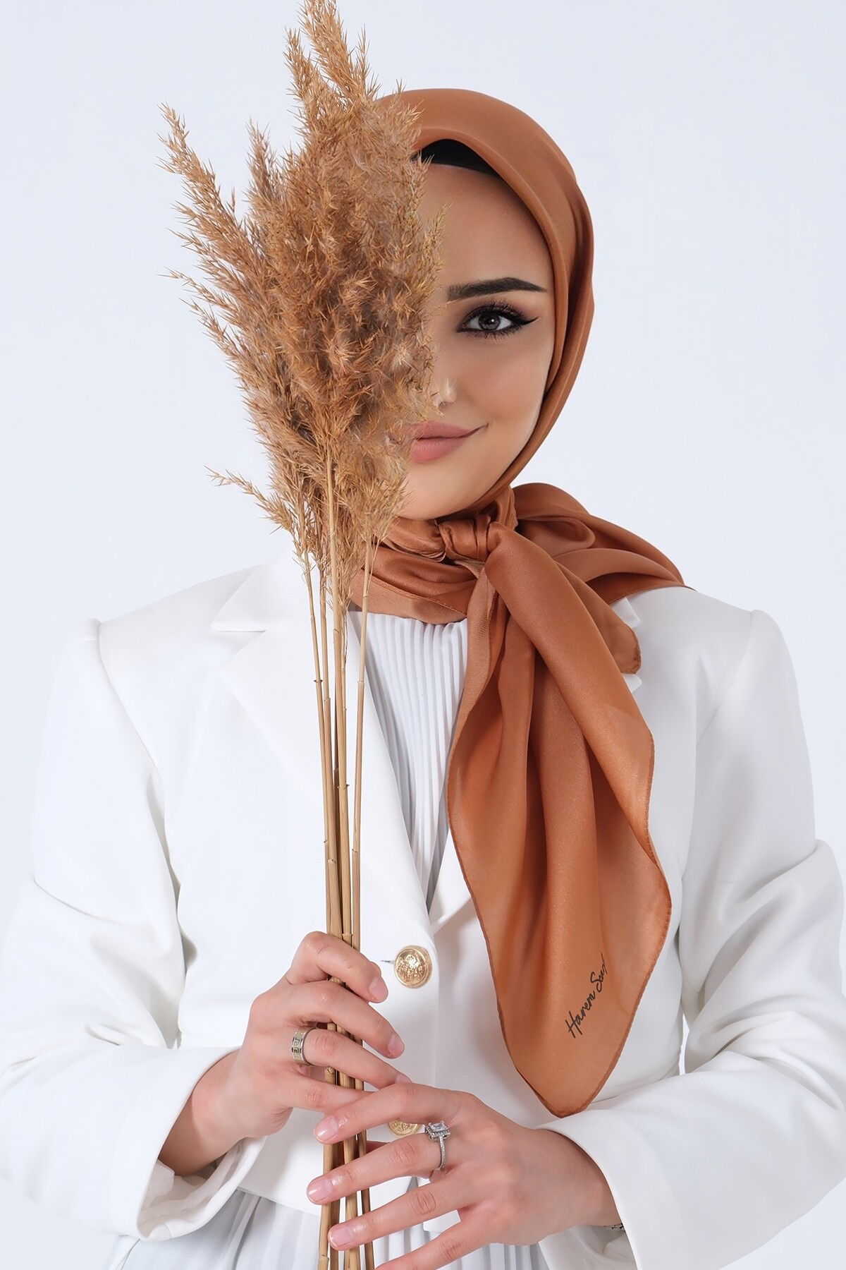 V-55 Kristal Saten Eşarp - 1