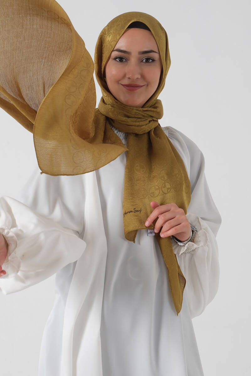 Yağ Yeşili Beyza Jakar Şal - harem