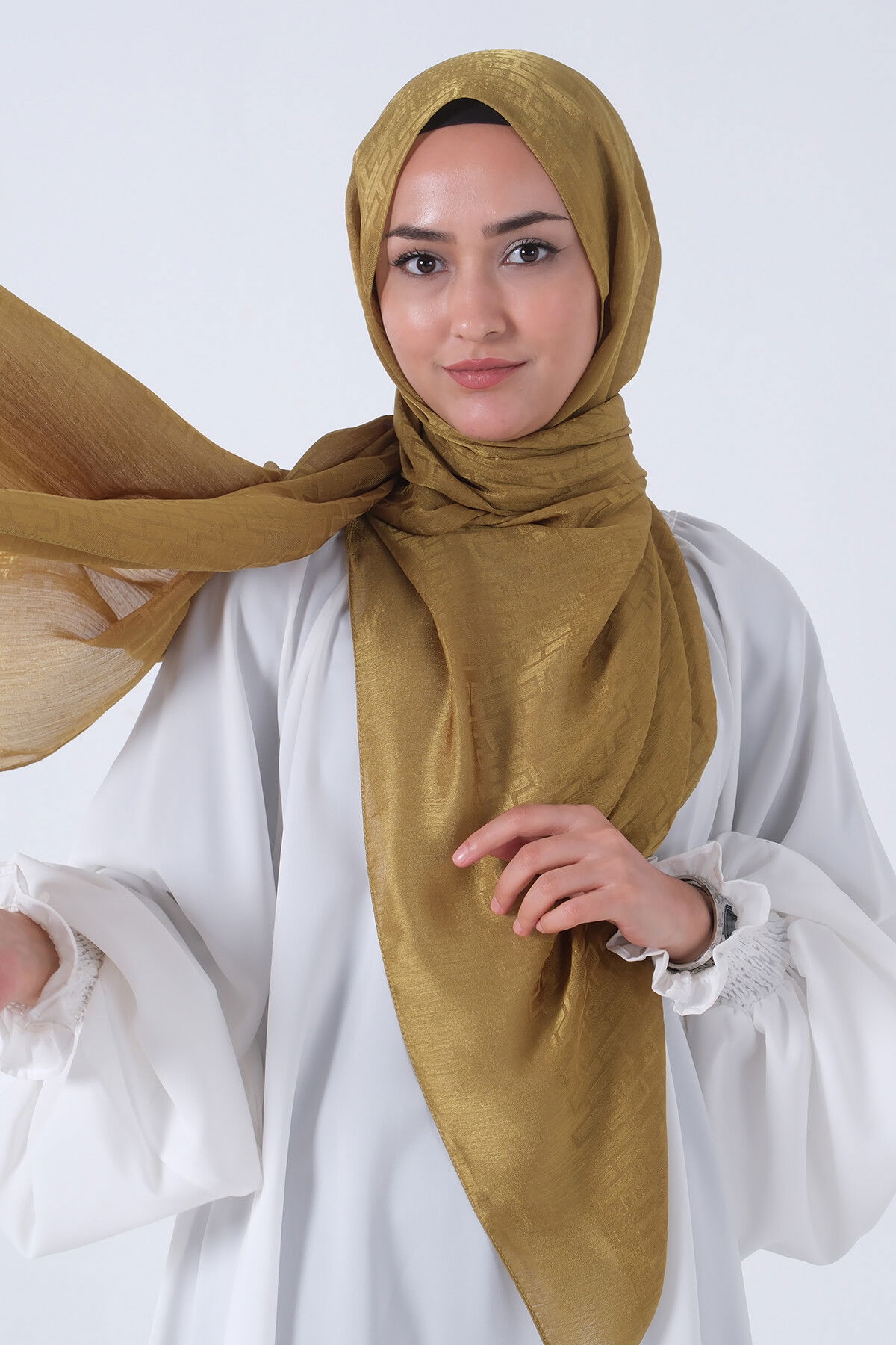 Yağ Yeşili Nisa Jakar Şal - 1
